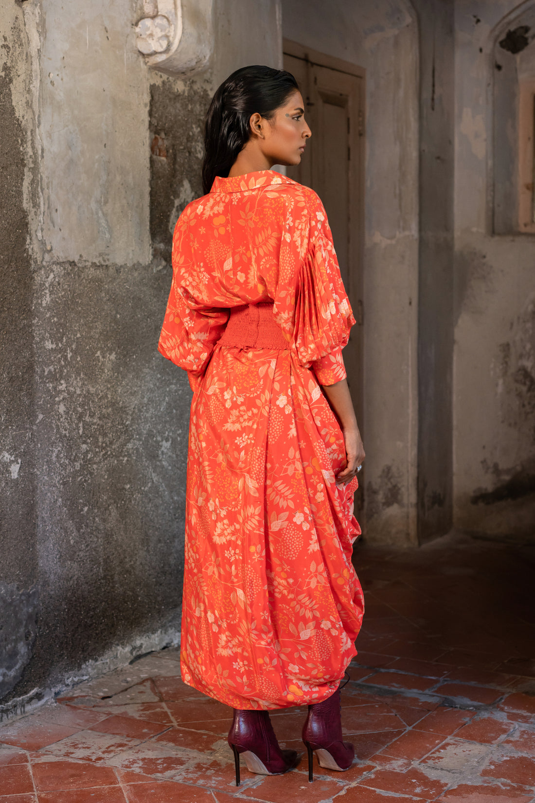 Botanical Jangal print cowl shirt dress (SS - 045)