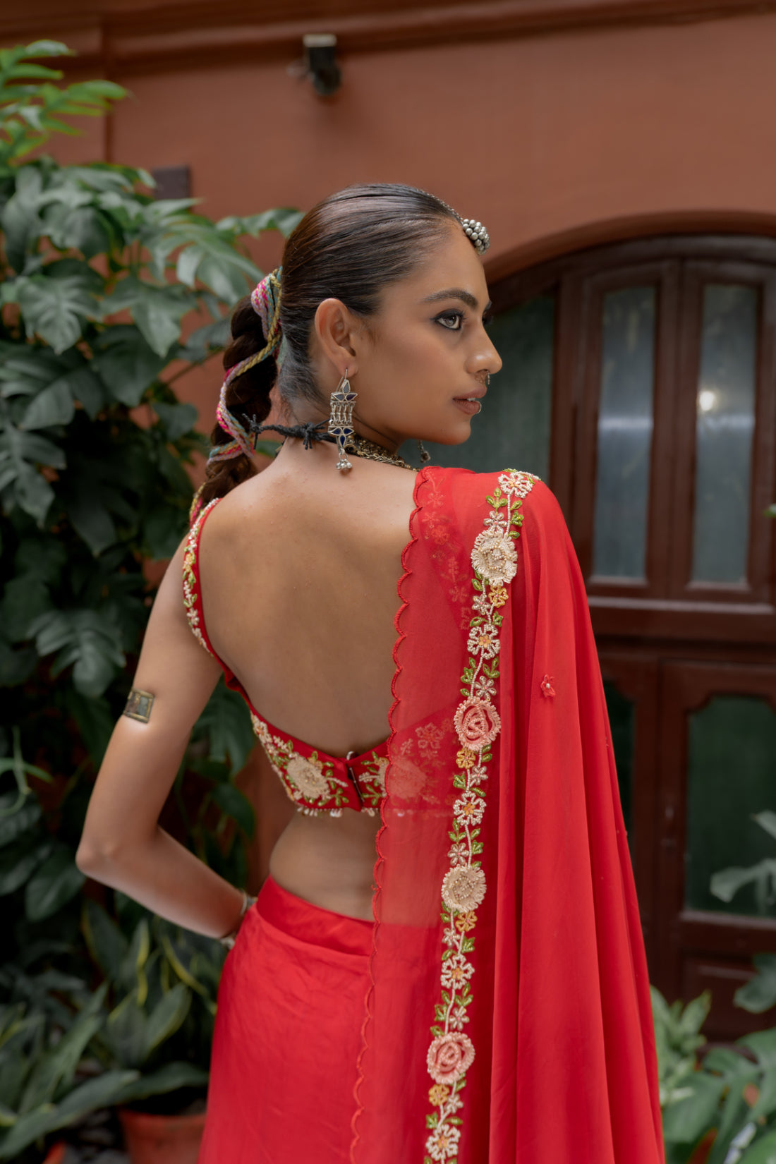 Red Organza Satin Lehenga Set (SS-423)