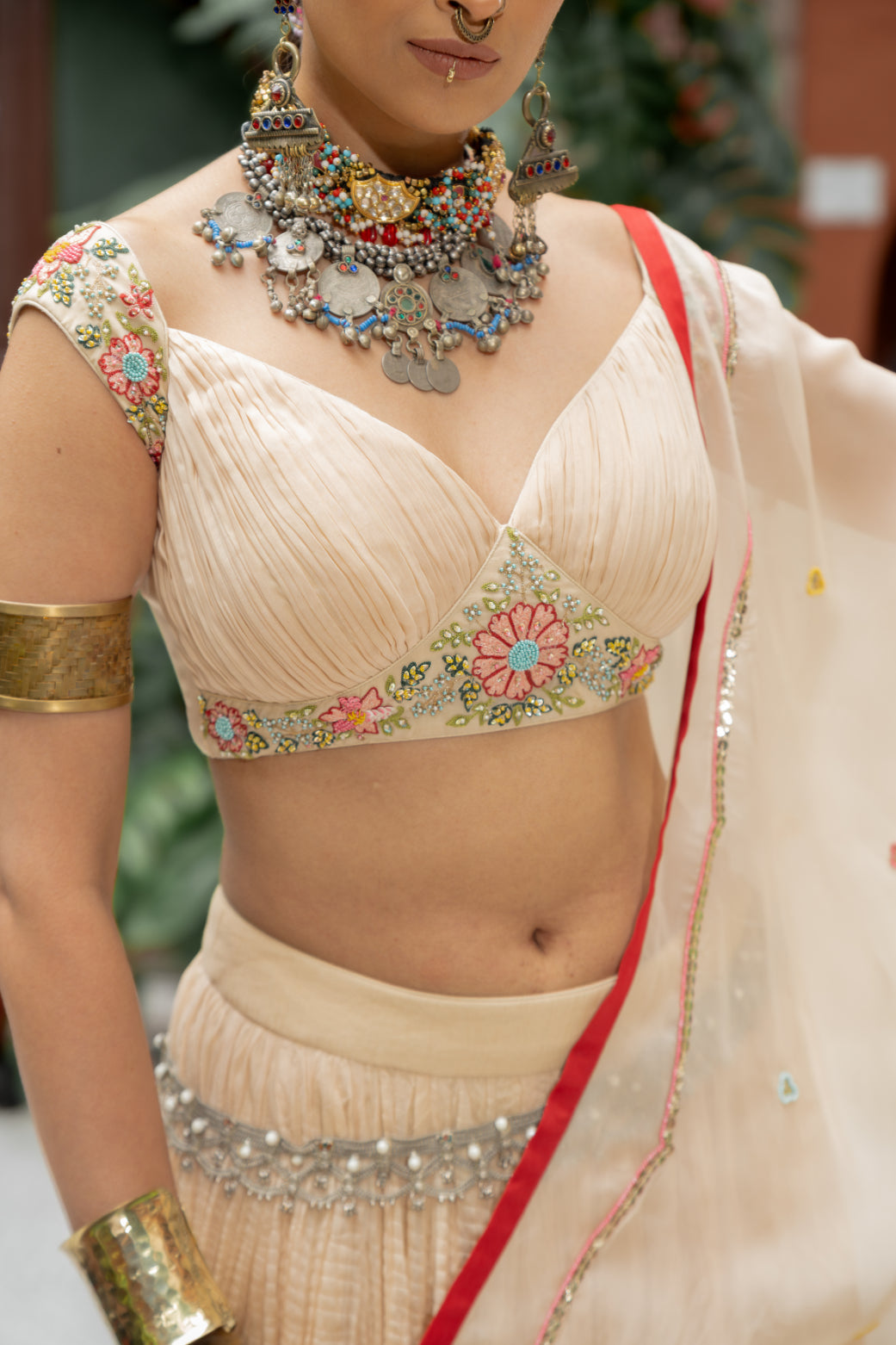 Beige Organza Lehenga Set (SS-431)