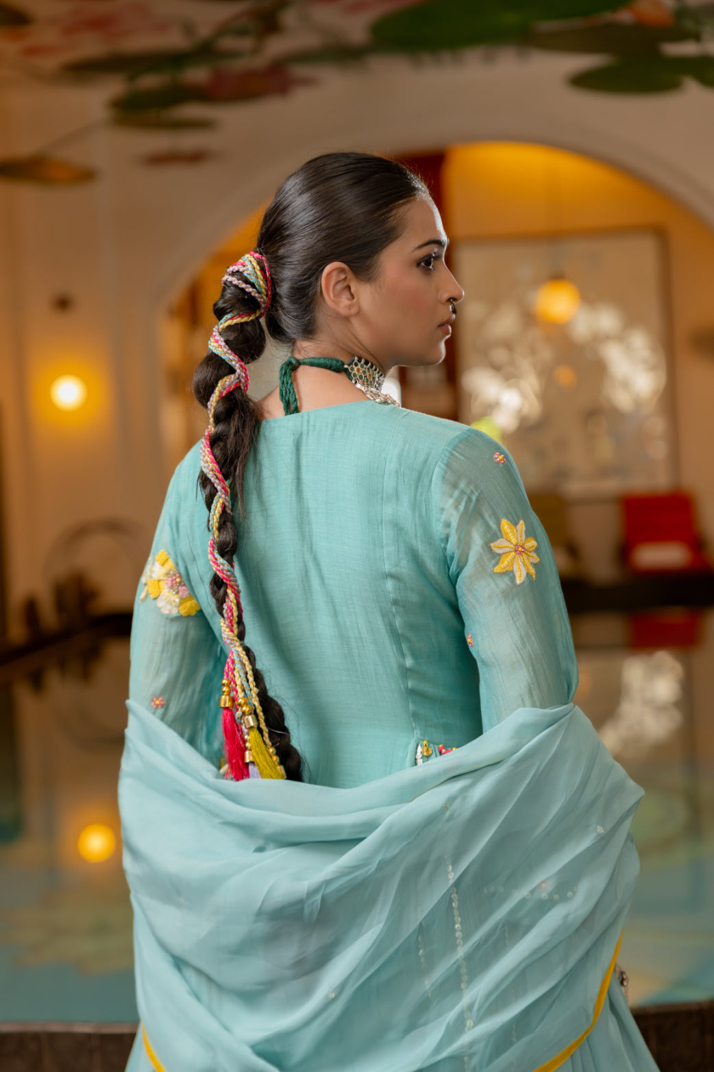 Blue Malai Chanderi Kurta Set (SS-420)