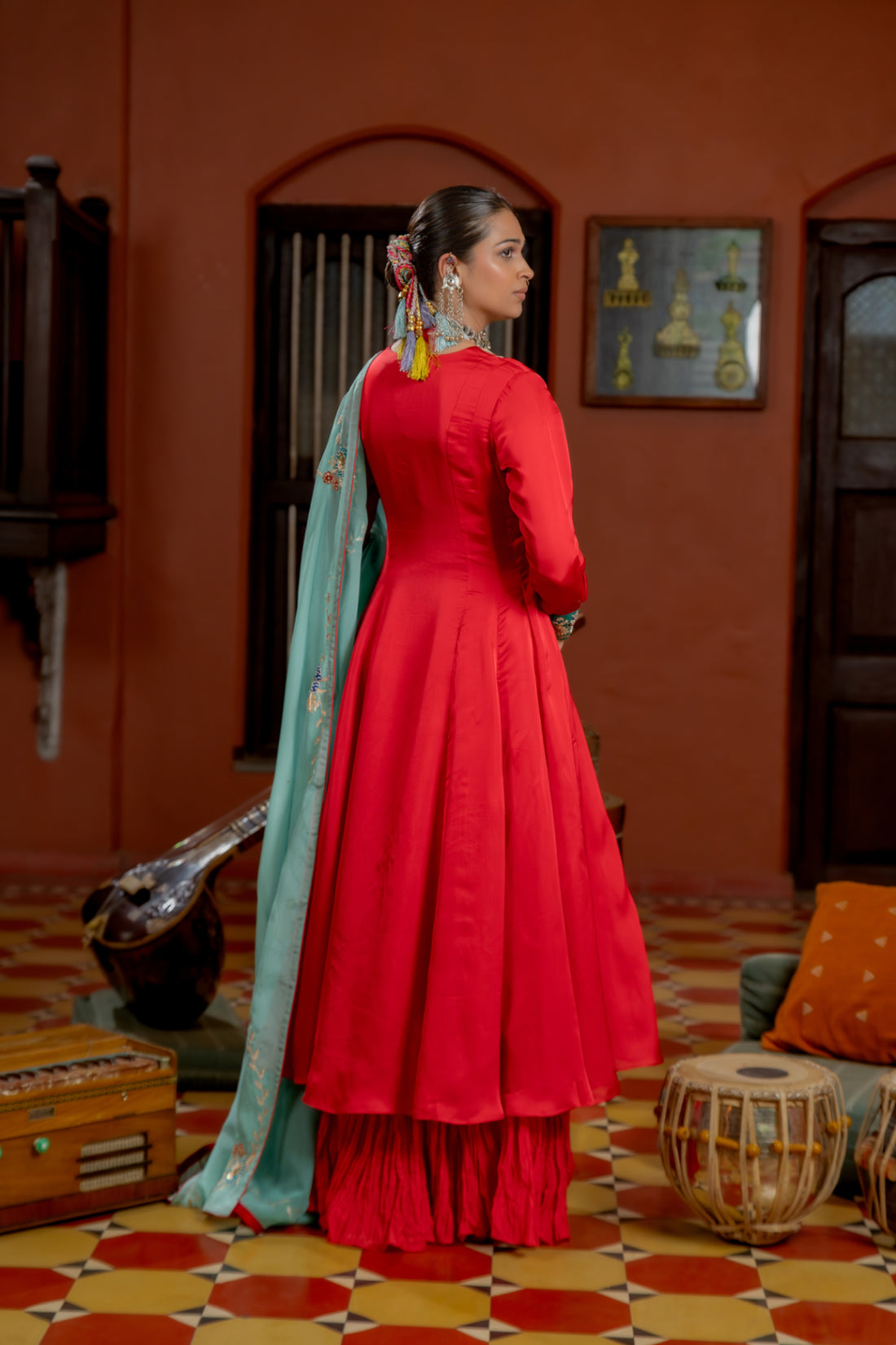 satin anarkali dress Fantastic Teal Color Satin Silk Plain Long Anarkali Suit RangmatiFashion