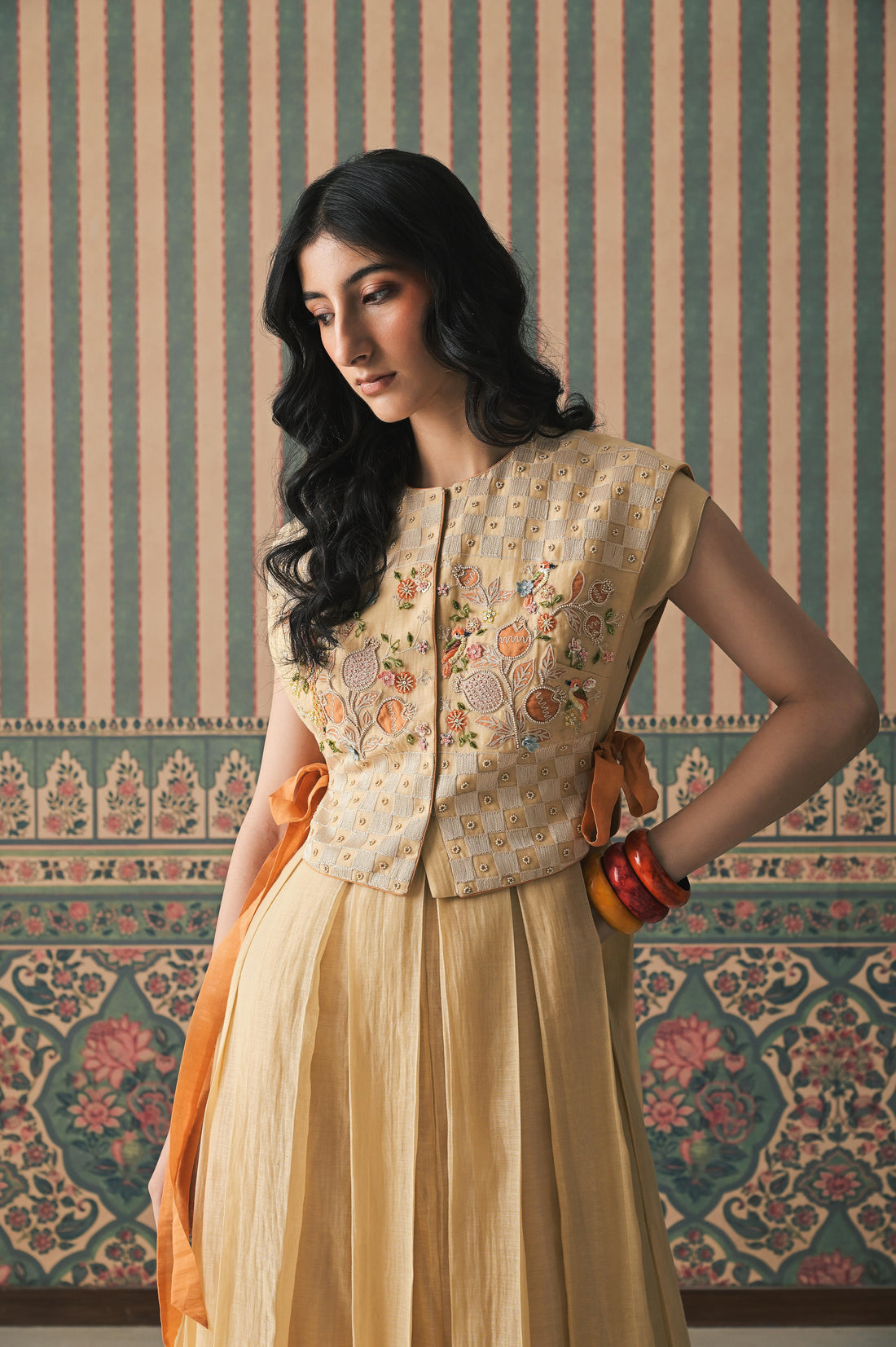 Beige Malai Chanderi Middi Dress (SS-543)