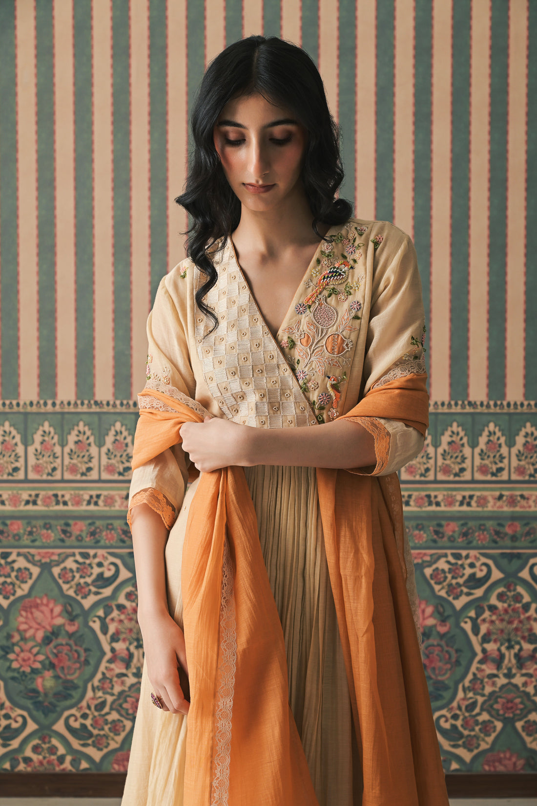 Beige Malai Chanderi Kurta set (SS-545)