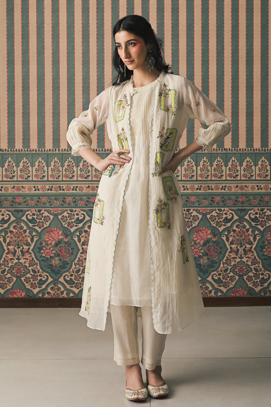 Ivory Malai Chanderi Jacket set (SS-541)