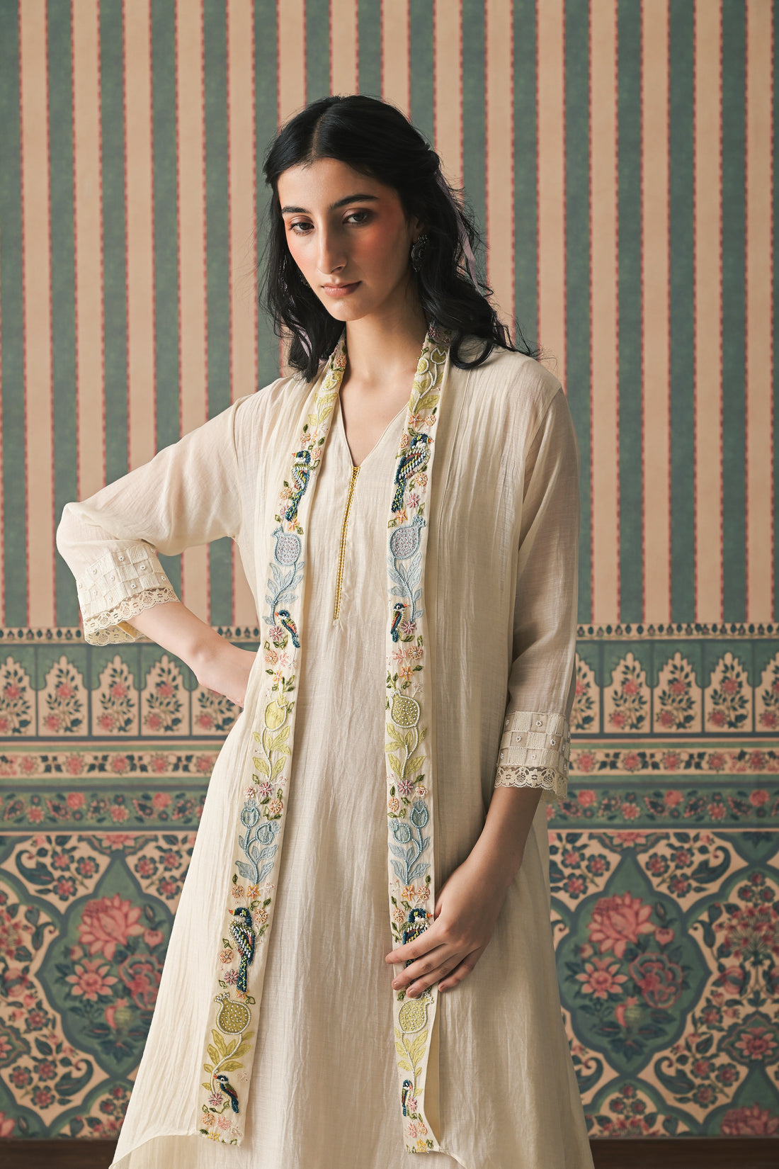 Ivory Malai Chanderi Jacket set (SS-532)