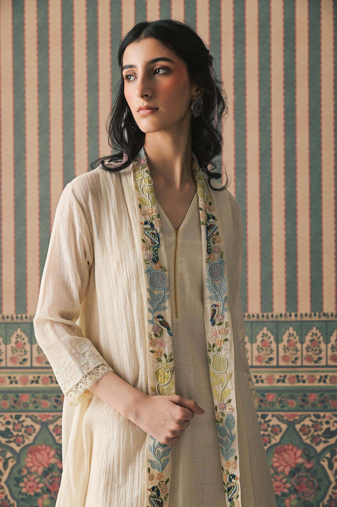 Ivory Malai Chanderi Jacket set (SS-532)