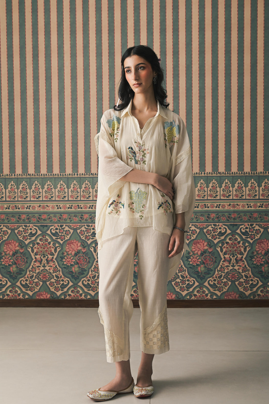 Ivory Malai Chanderi Co-Ord set (SS-528)