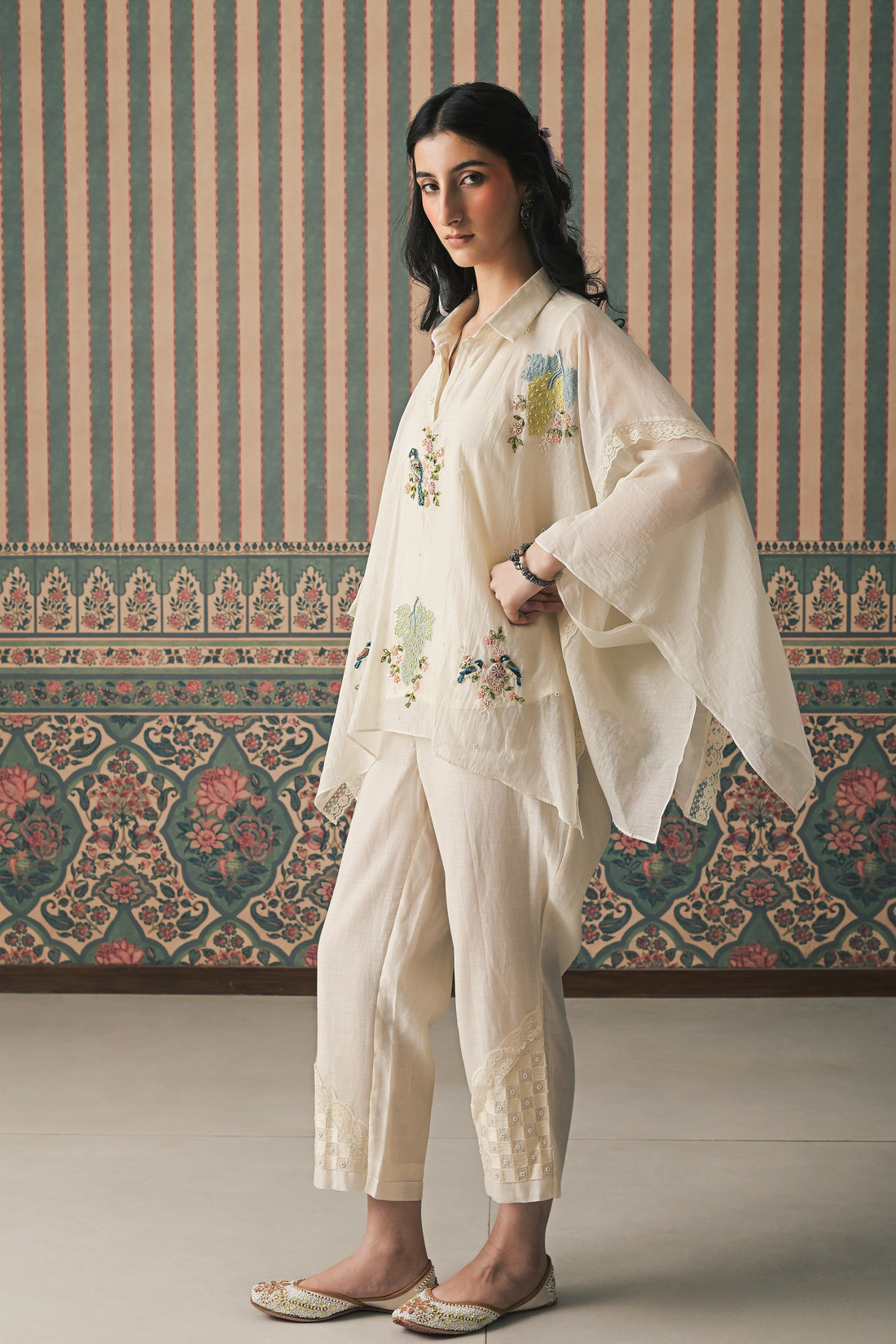 Ivory Malai Chanderi Co-Ord set (SS-528)