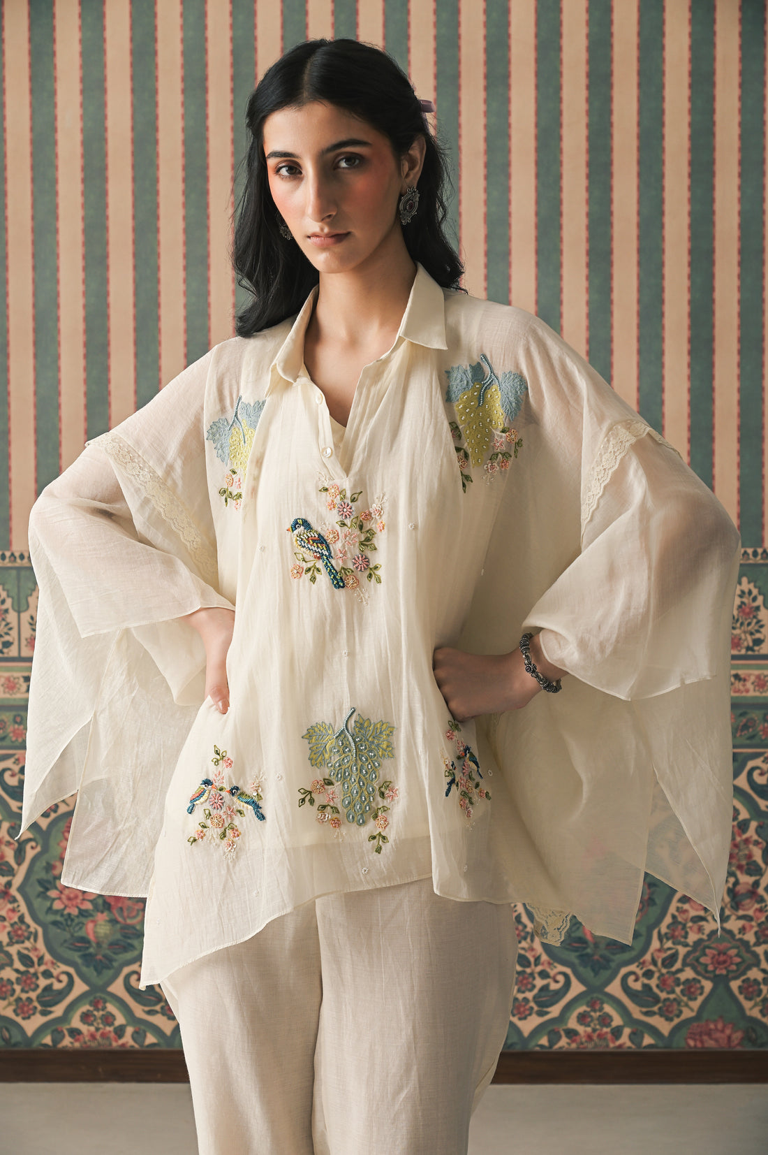 Ivory Malai Chanderi Co-Ord set (SS-528)