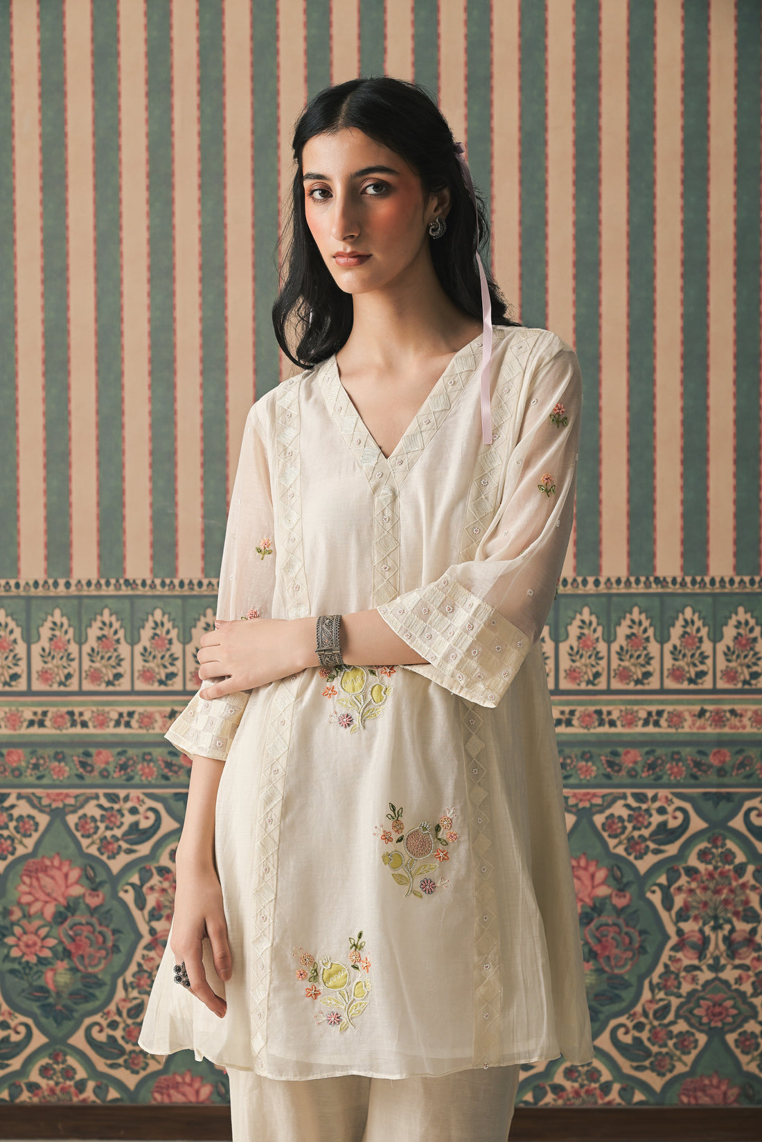 Ivory Malai Chanderi Kurta set (SS-547)
