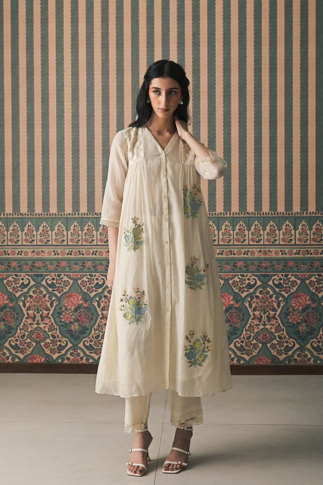 Ivory Malai Chanderi Kurta set (SS-540)
