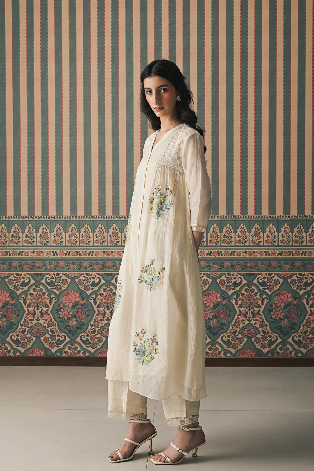 Ivory Malai Chanderi Kurta set (SS-540)