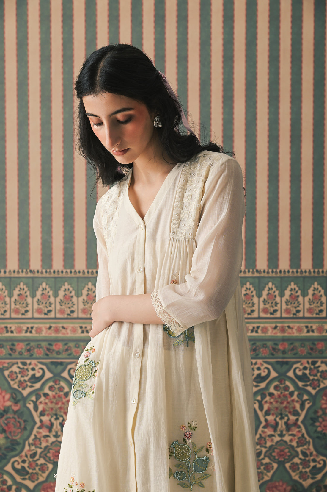Ivory Malai Chanderi Kurta set (SS-540)