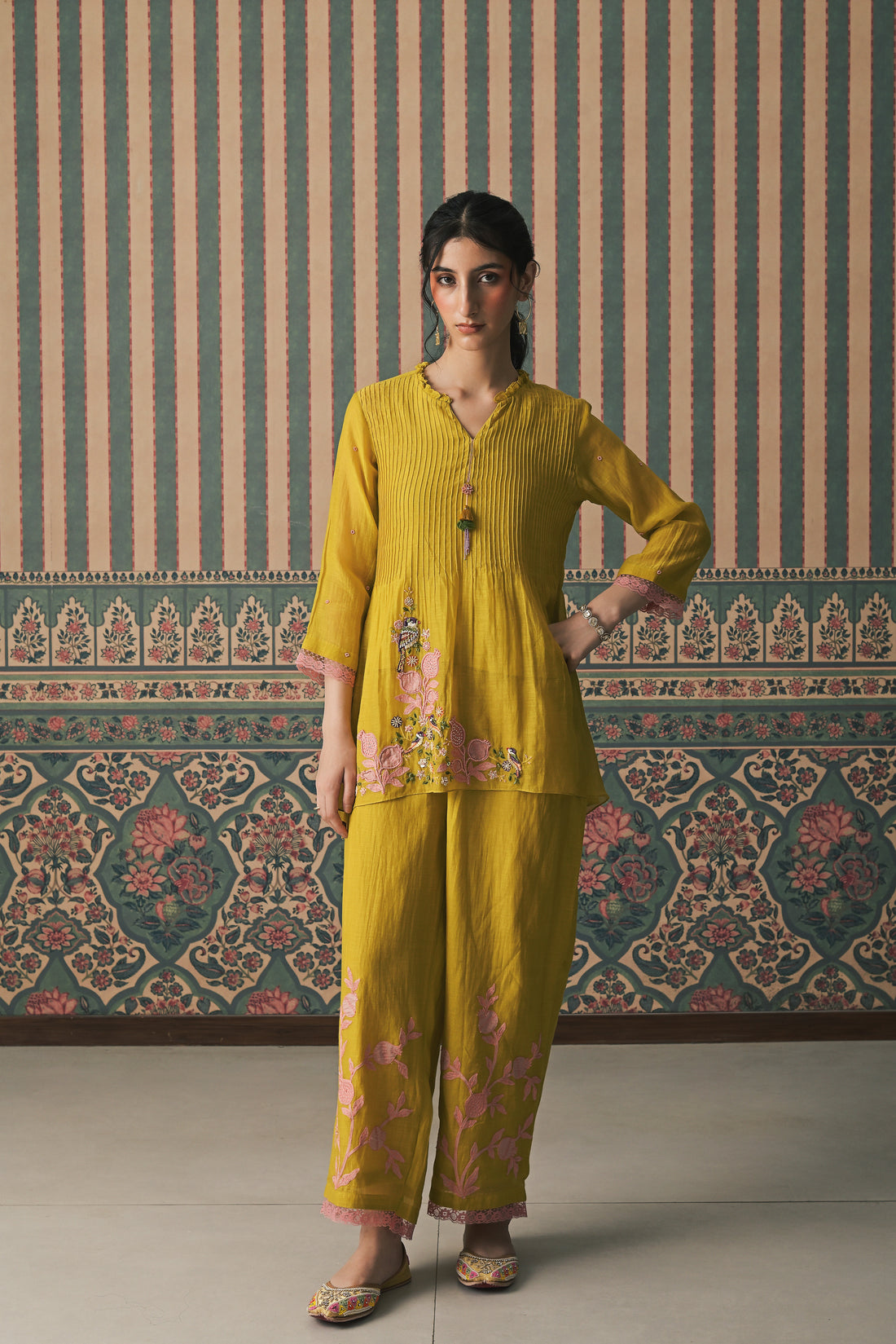 Yellow Malai Chanderi Kurta set (SS-530)