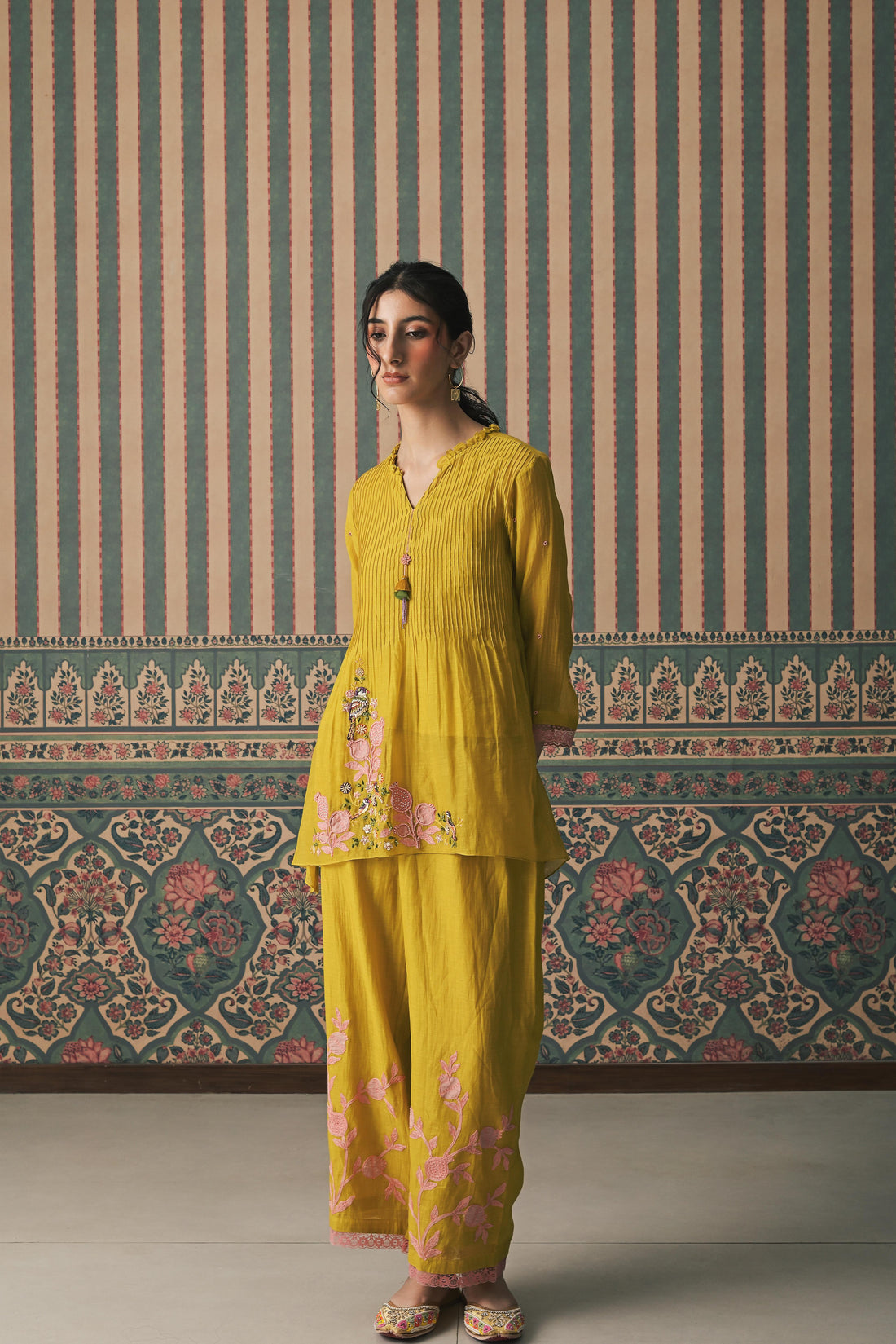 Yellow Malai Chanderi Kurta set (SS-530)