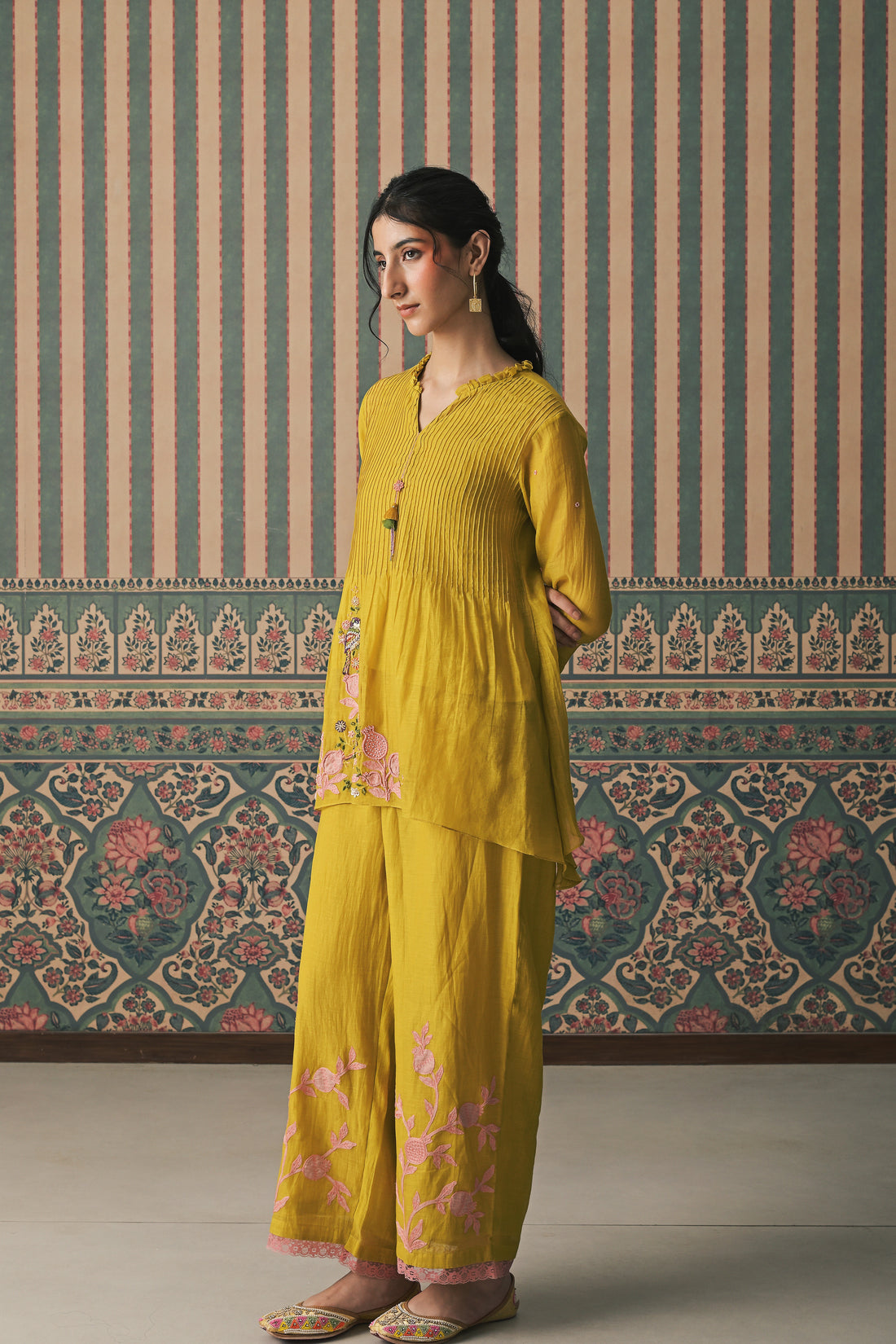 Yellow Malai Chanderi Kurta set (SS-530)