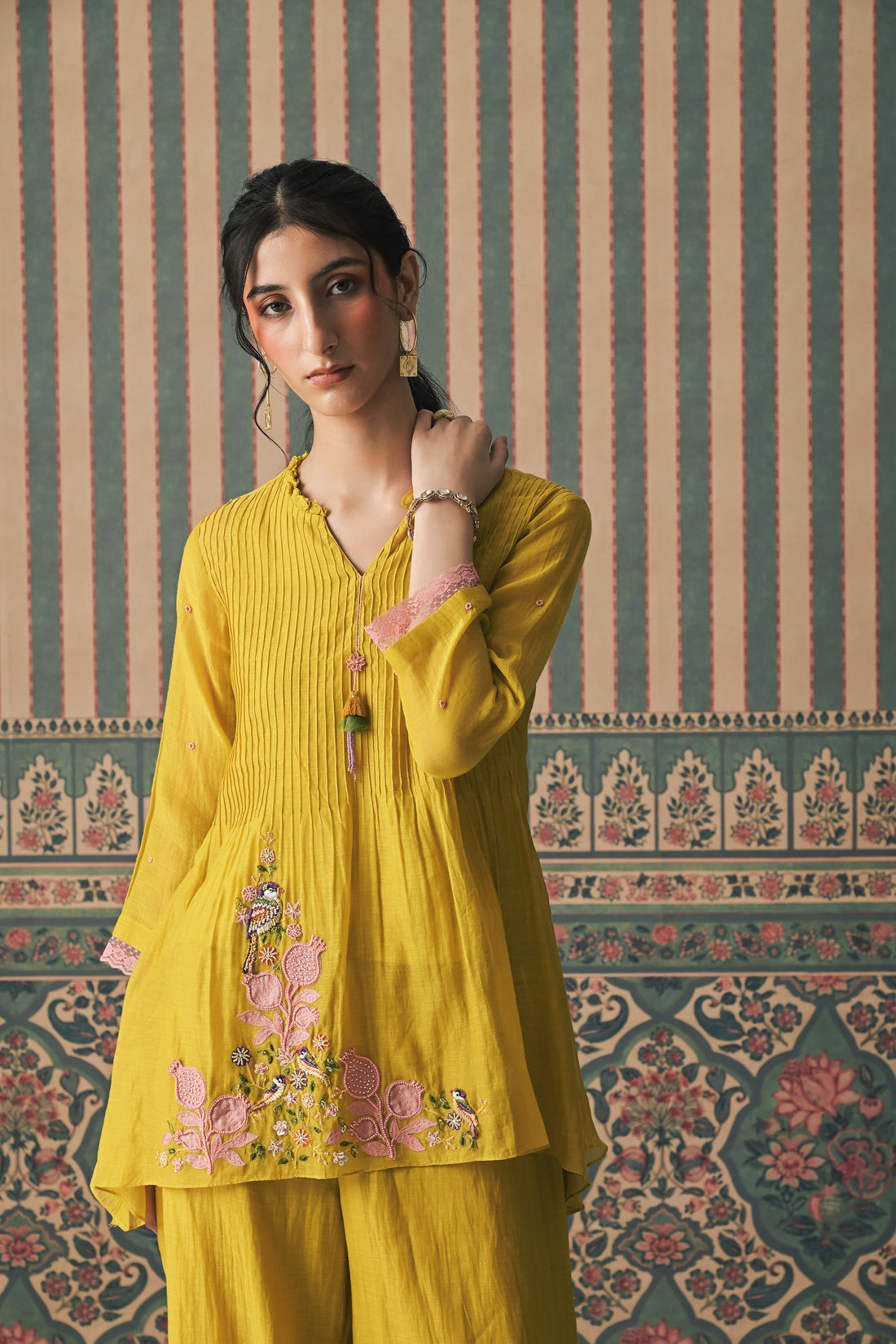 Yellow Malai Chanderi Kurta set (SS-530)