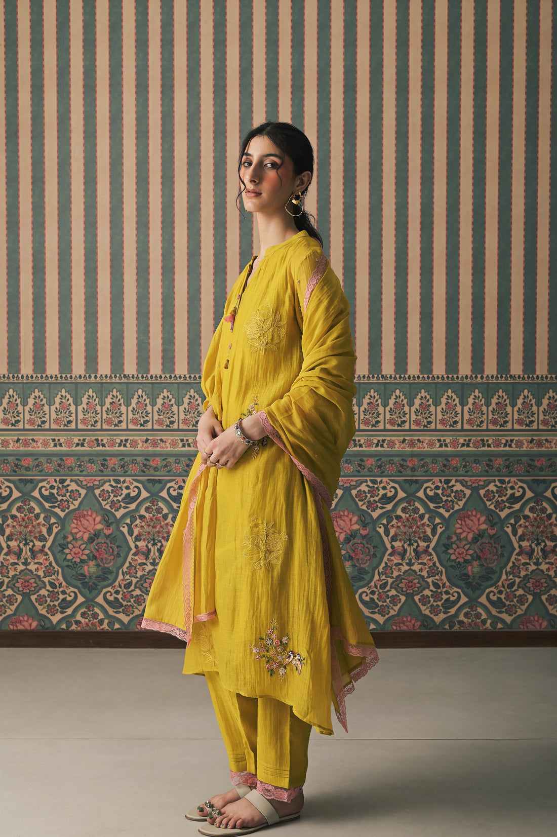 Yellow Malai Chanderi Kurta set (SS-522)