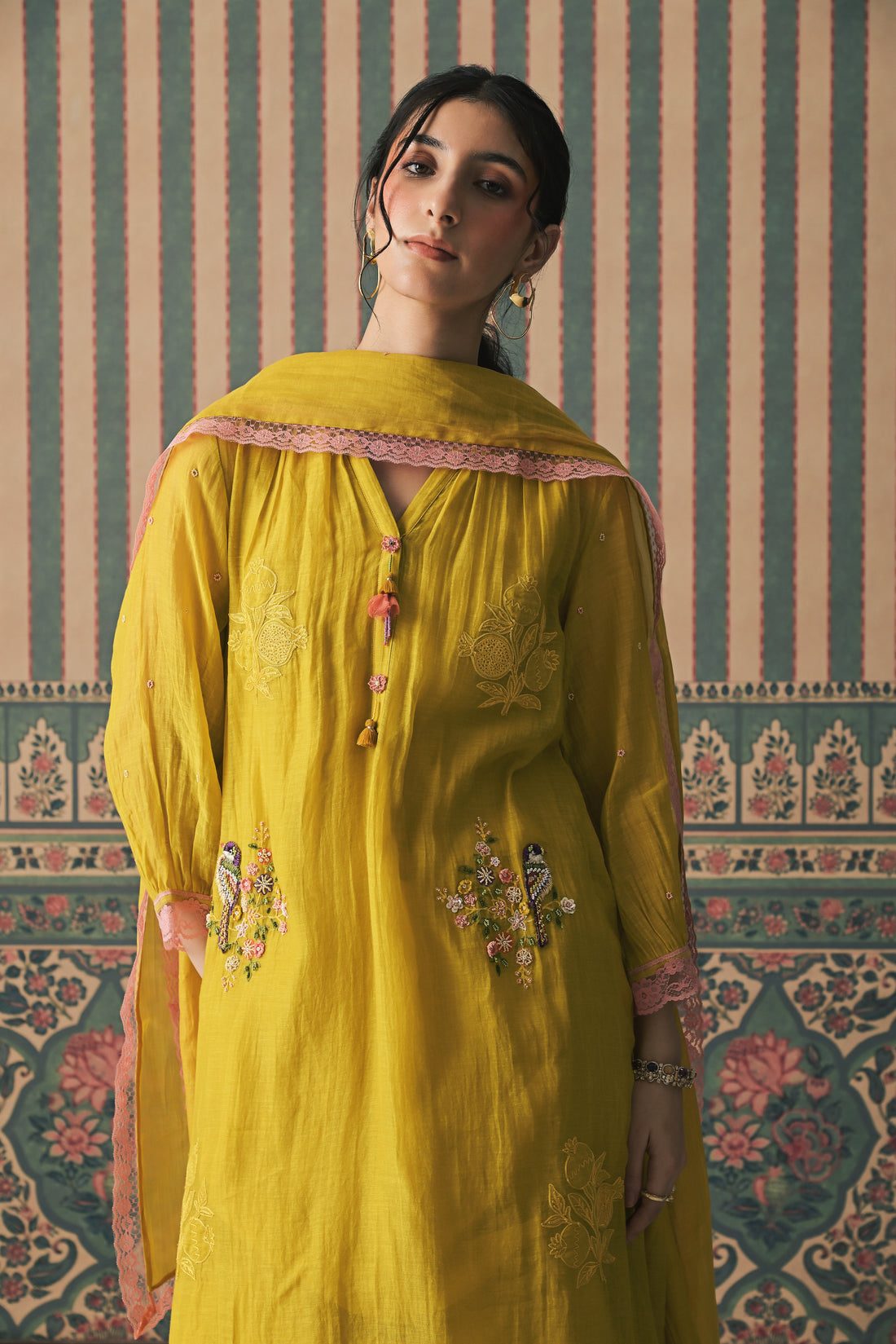 Yellow Malai Chanderi Kurta set (SS-522)