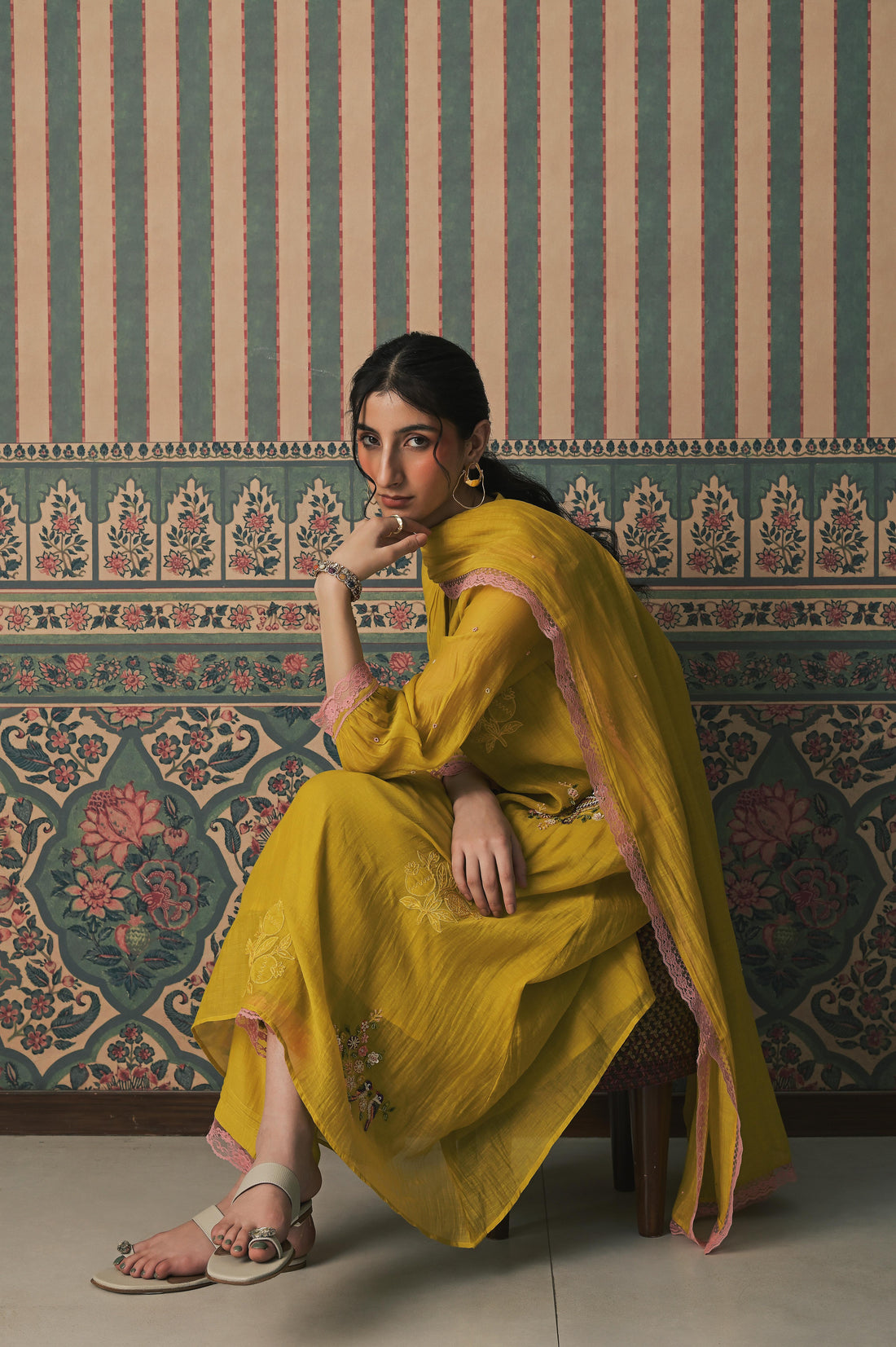 Yellow Malai Chanderi Kurta set (SS-522)