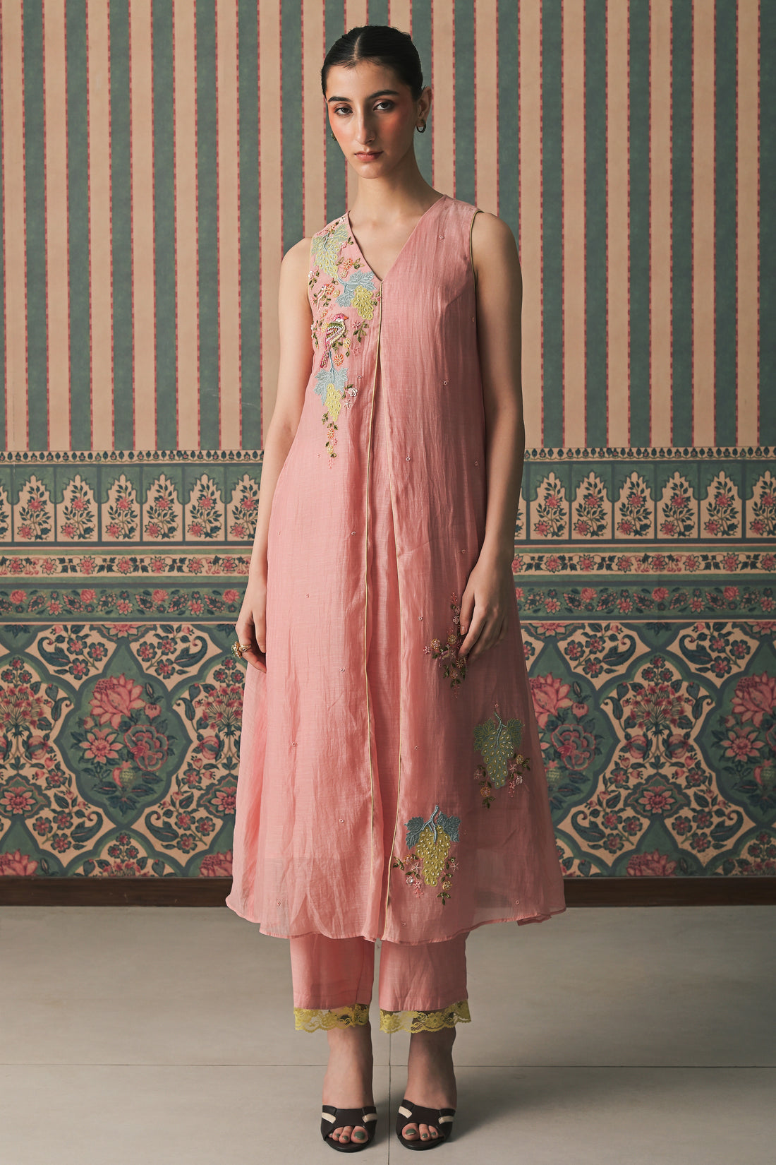 Pink Malai Chanderi Kurta set (SS-527)