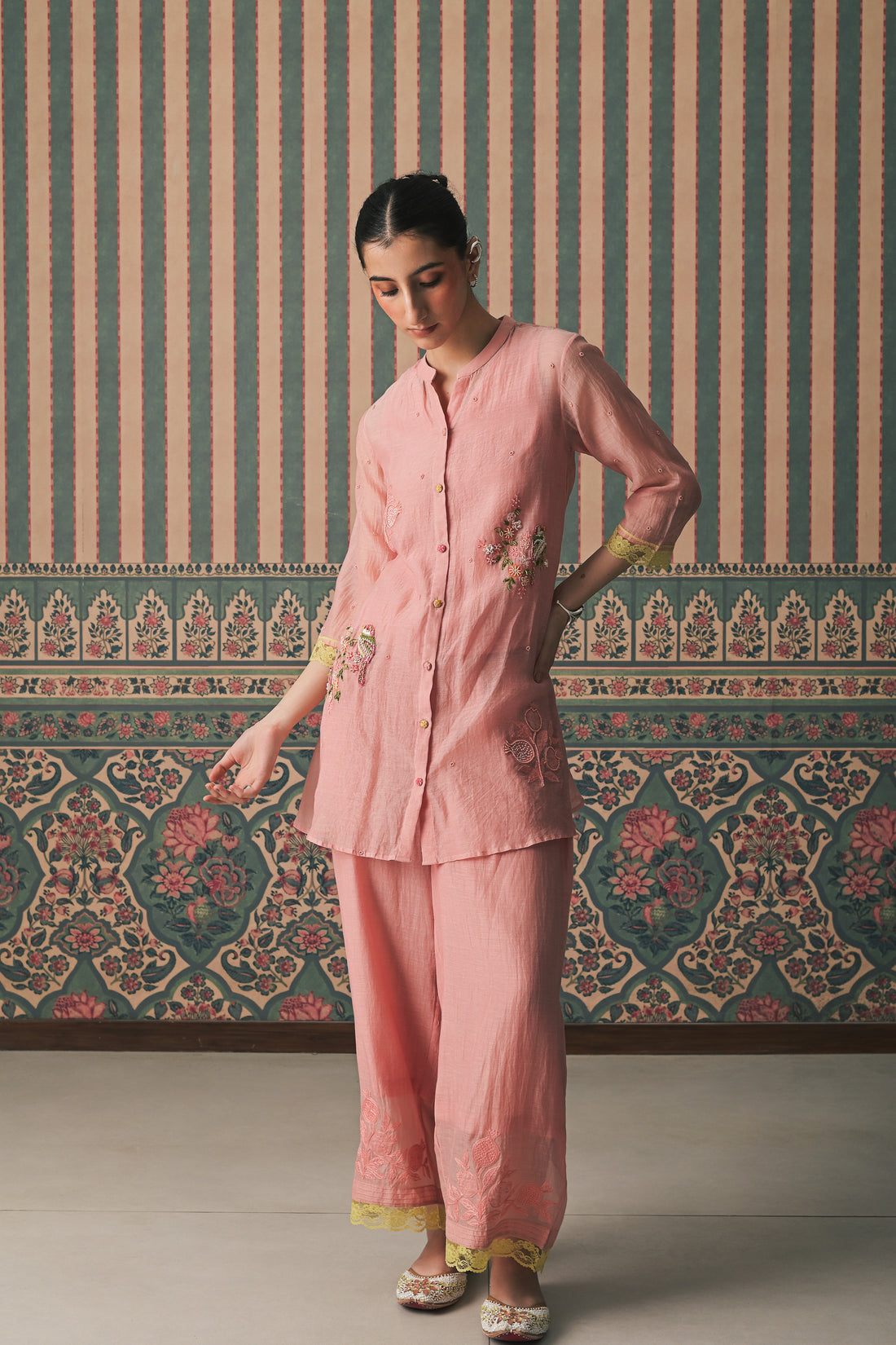 Pink Malai Chanderi Co-Ord set (SS-523)