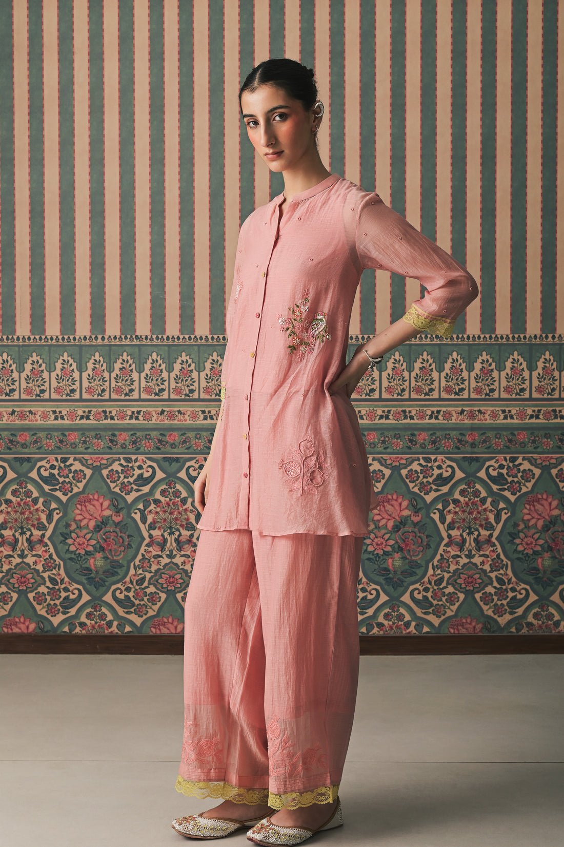 Pink Malai Chanderi Co-Ord set (SS-523)