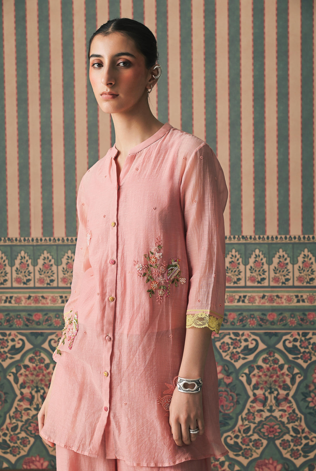 Pink Malai Chanderi Co-Ord set (SS-523)