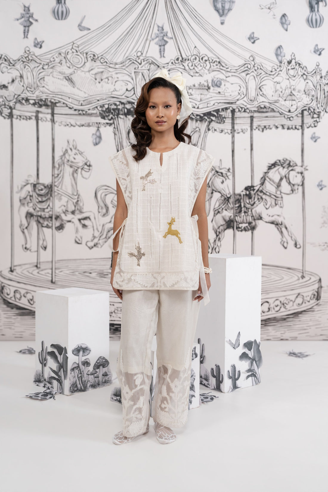 White Organza Co-Ord set (SS-550)