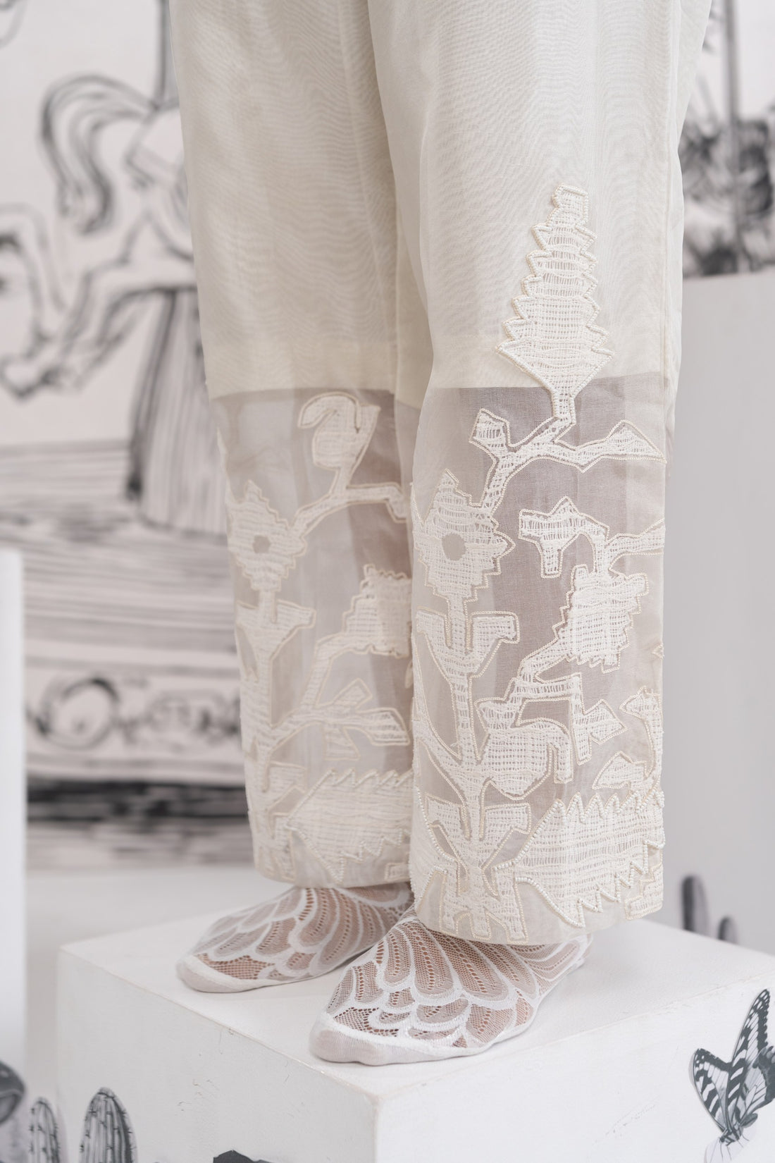 White Organza Co-Ord set (SS-550)