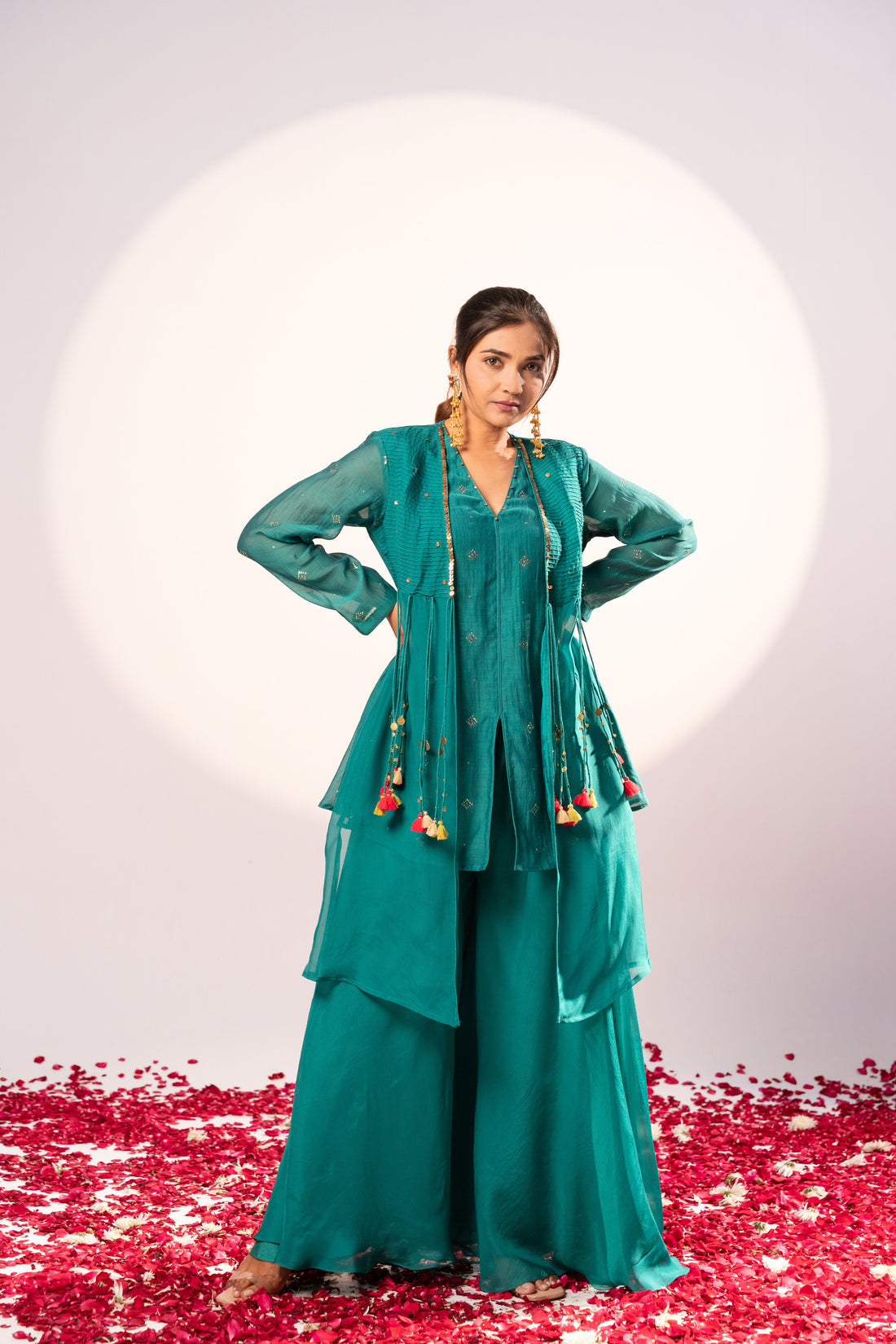 Bottle green Kurti set (SS-465)
