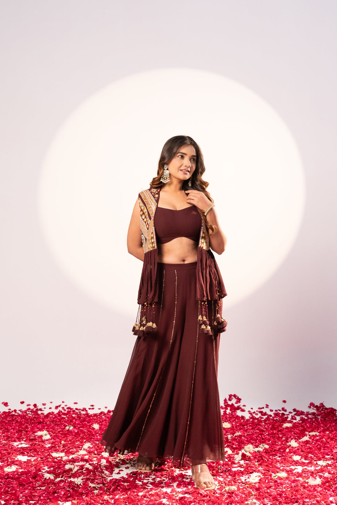 Plum Jacket Plazzo set (SS-475)