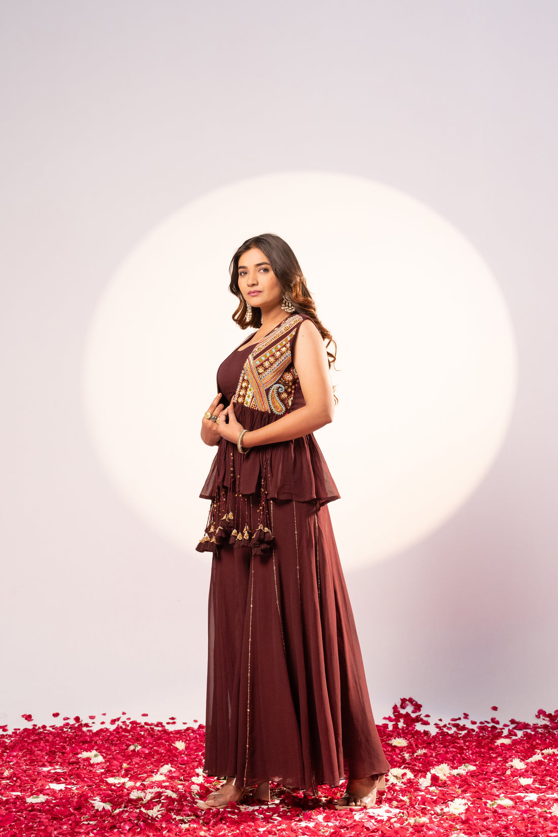 Plum Jacket Plazzo set (SS-475)