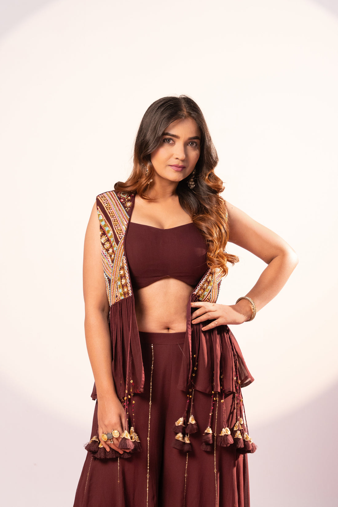 Plum Jacket Plazzo set (SS-475)