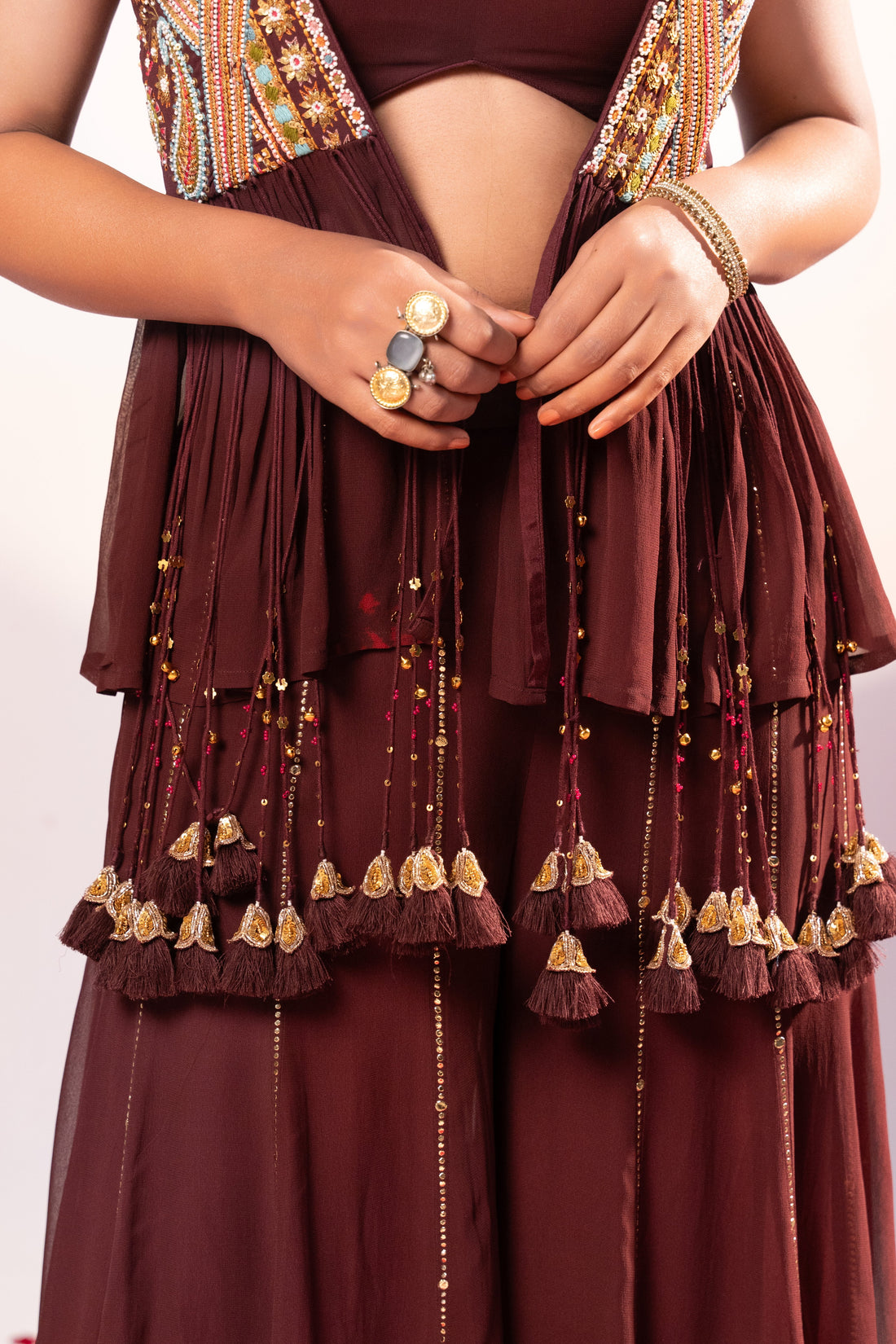 Plum Jacket Plazzo set (SS-475)