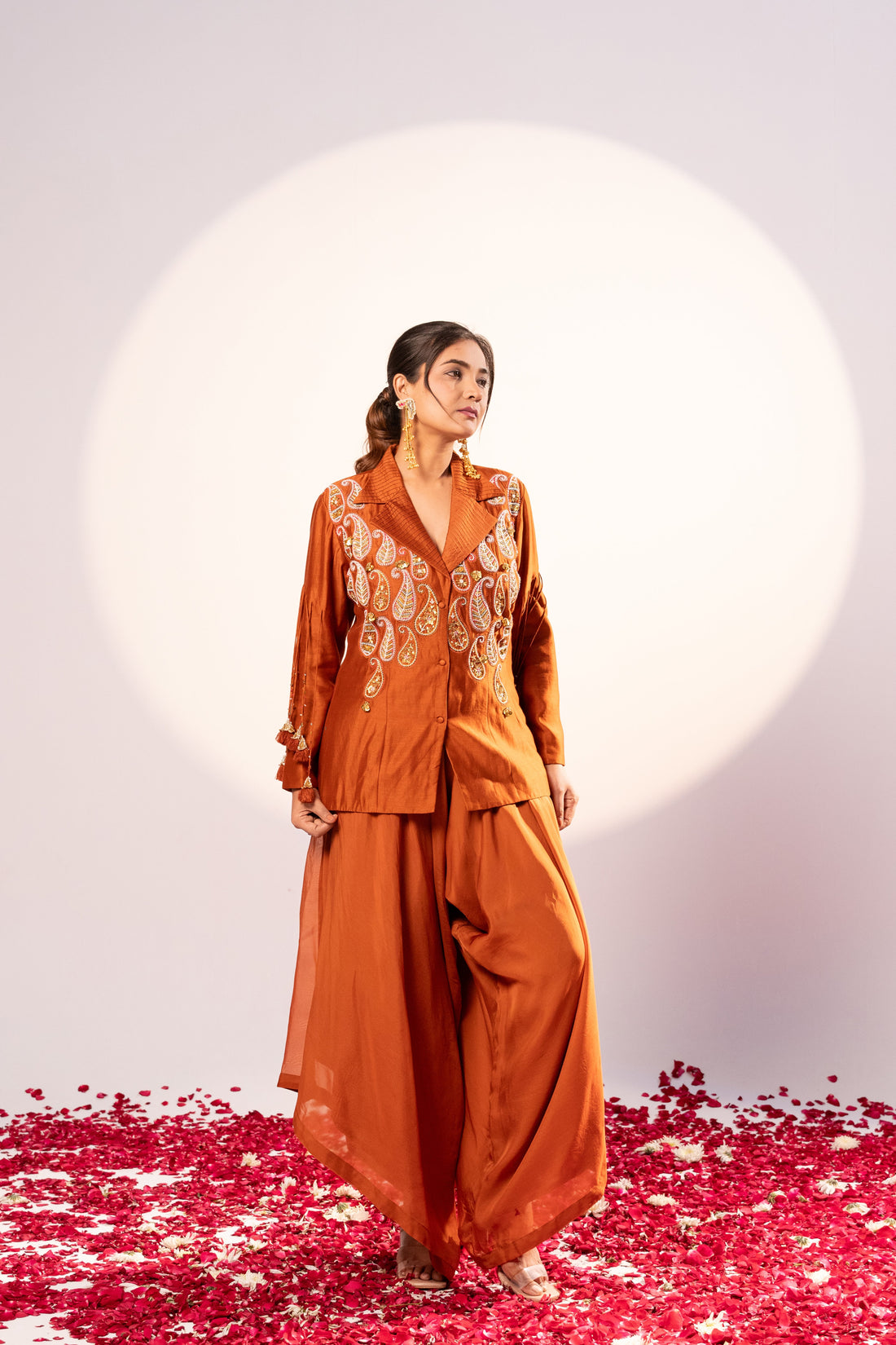 Rust Jacket and plazzo set (SS-480)