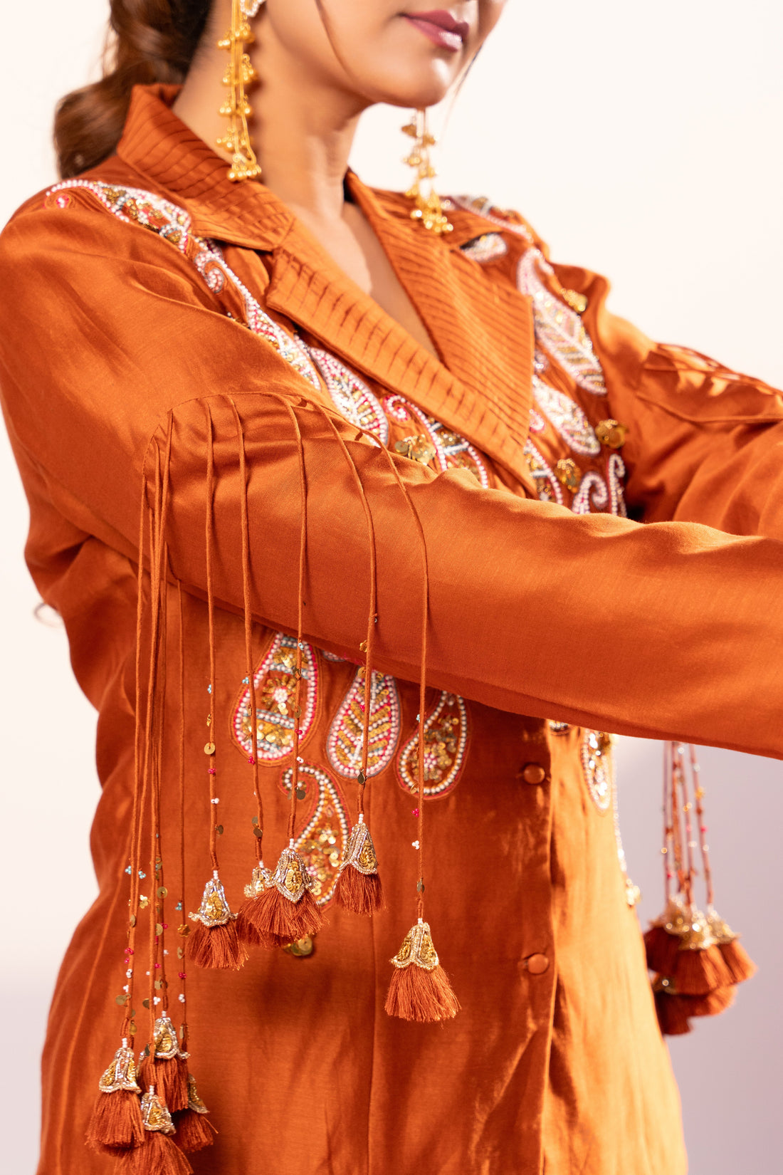 Rust Jacket and plazzo set (SS-480)