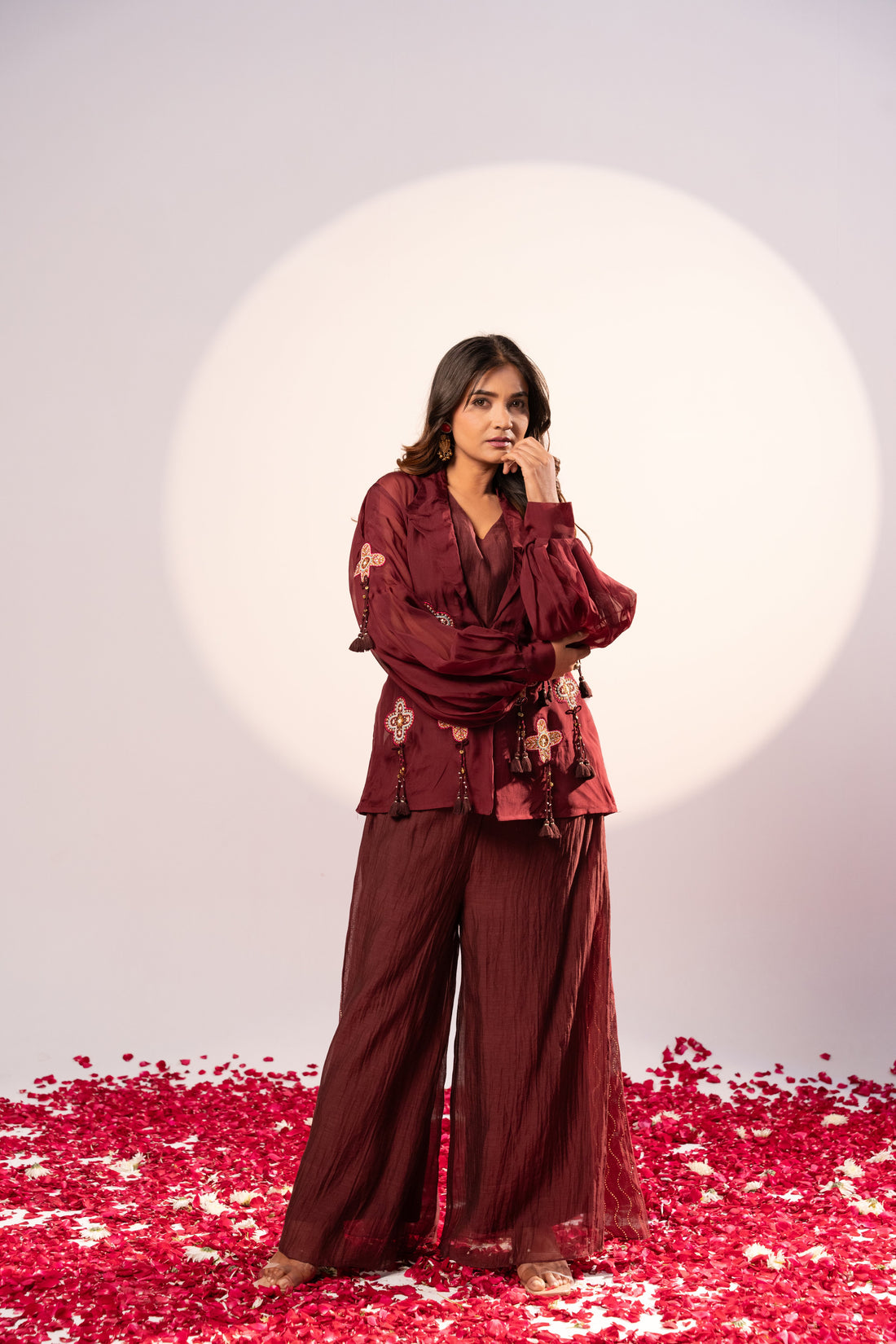 Plum Blazer and plazzo set (SS-483)